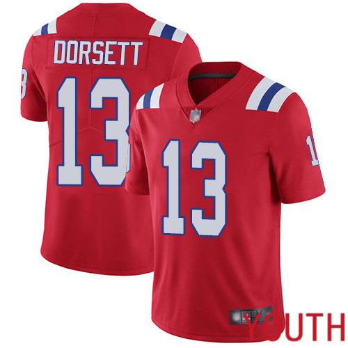 New England Patriots Football #13 Vapor Limited Red Youth Phillip Dorsett Alternate NFL Jersey->youth nfl jersey->Youth Jersey